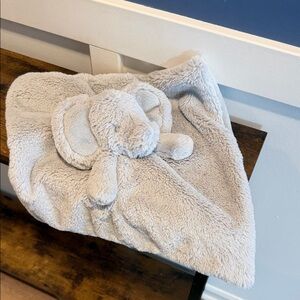 Soft Gray Plush Elephant Blanket lovey and rattle